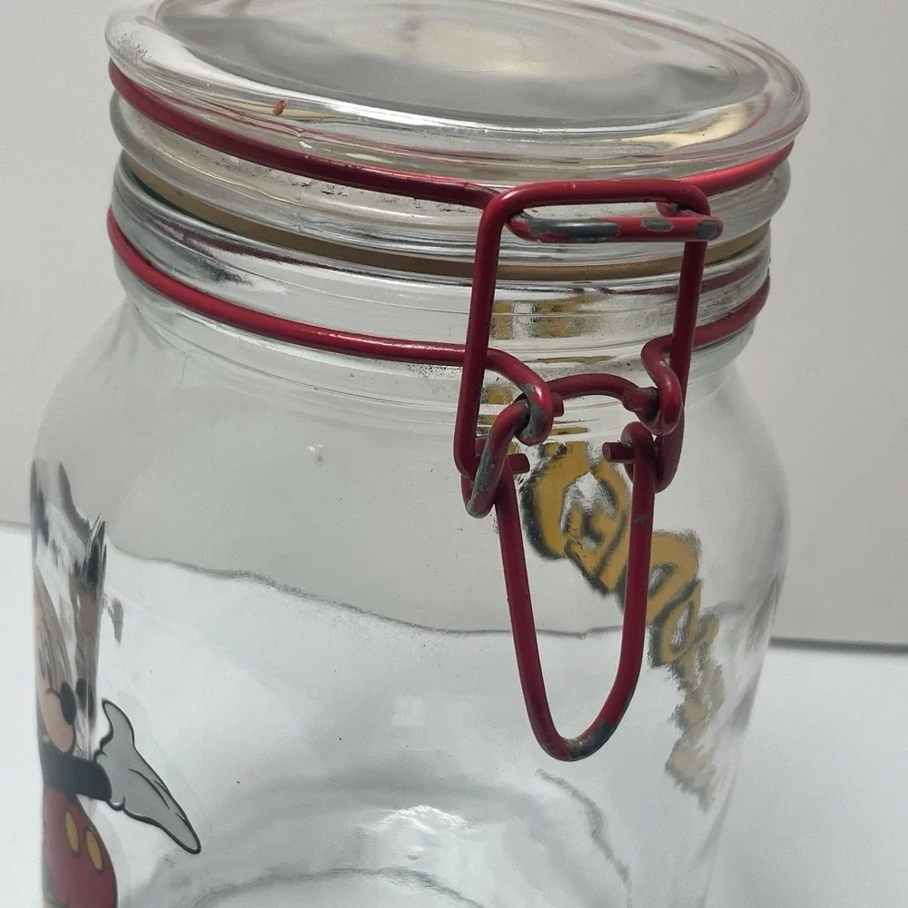 VTG‎ Anchor Hocking Walt Disney Mickey Mouse Goodies Glass Locking Canister Jar